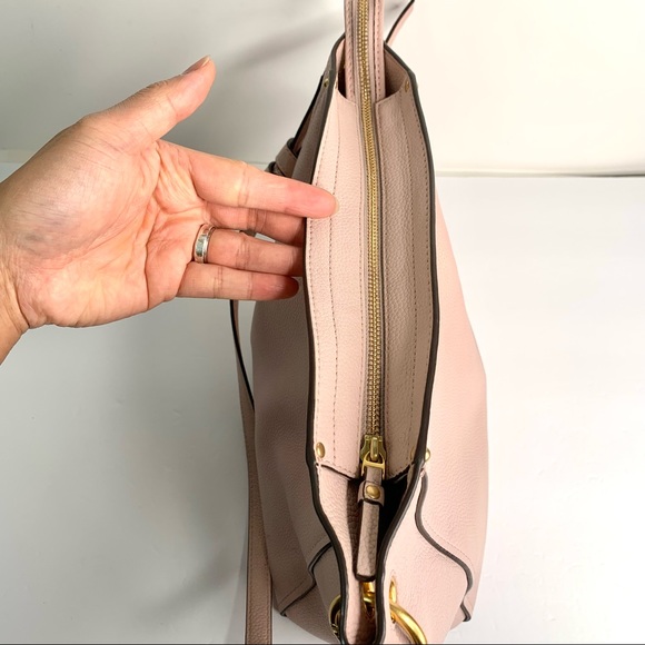 Tory Burch Everly Hobo Bag Shell Pink Pebbled Leather Purse Medium - Picture 7 of 14